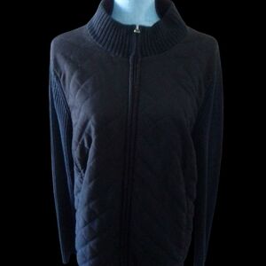 Women's Black Quilted Jacket Sweater